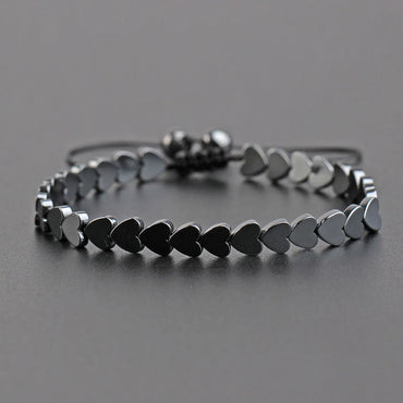 Casual Geometric Heart Shape Haematite Unisex Bracelets