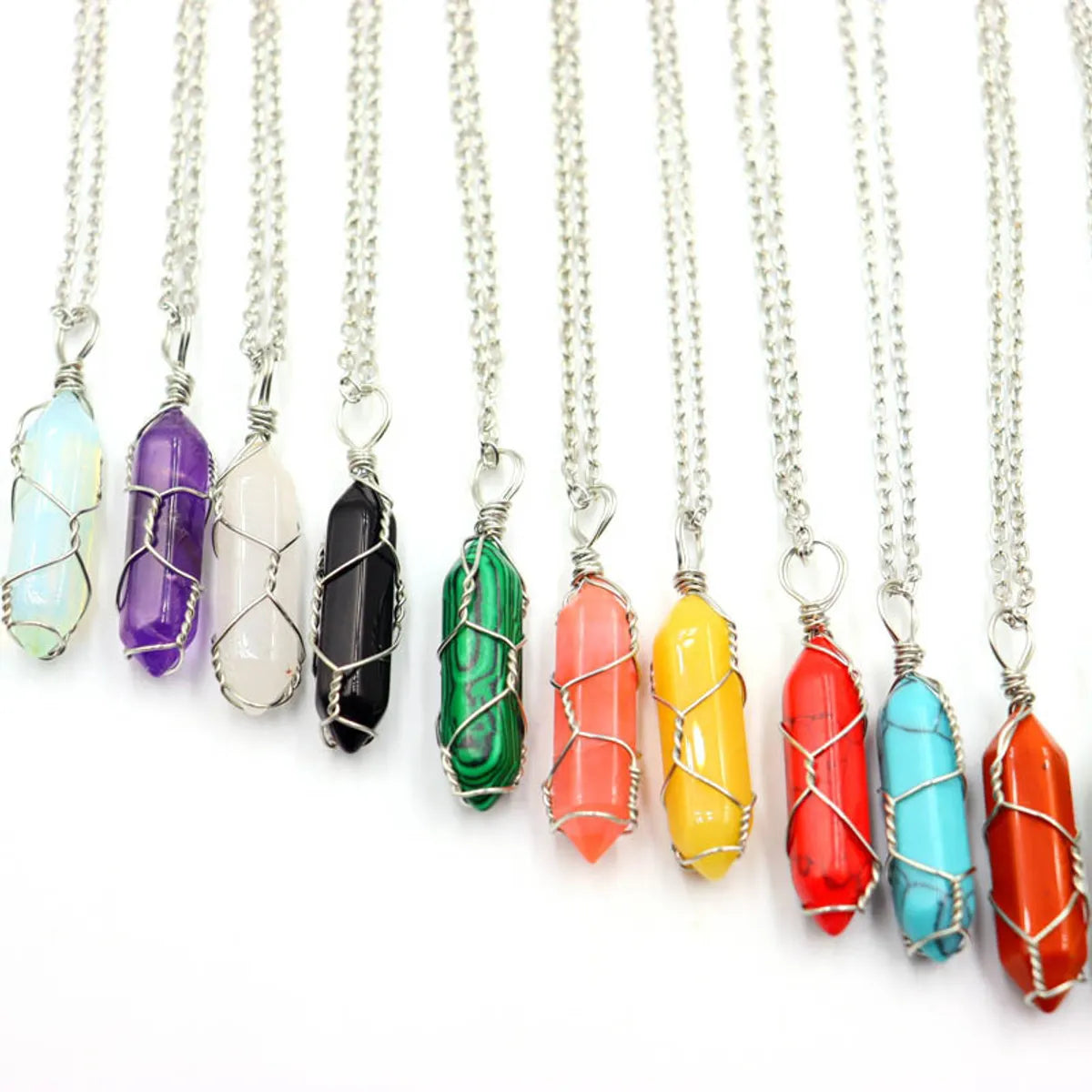 Casual Geometric Natural Stone Metal Copper Wholesale Pendant Necklace