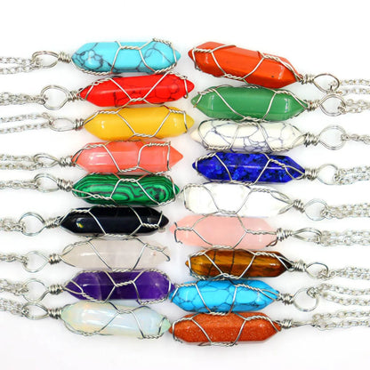 Casual Geometric Natural Stone Metal Copper Wholesale Pendant Necklace