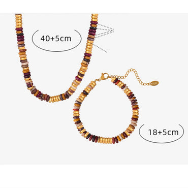 Casual Geometric Natural Stone Titanium Steel Plating 18K Gold Plated Women'S Bracelets Necklace