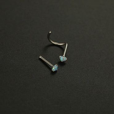 Casual Geometric Stainless Steel Inlay Zircon Nose Studs