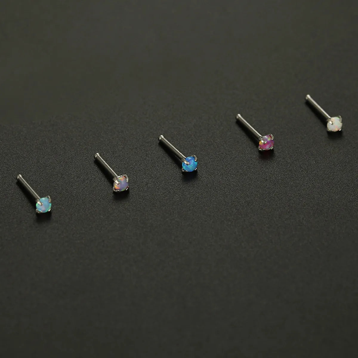 Casual Geometric Stainless Steel Inlay Zircon Nose Studs