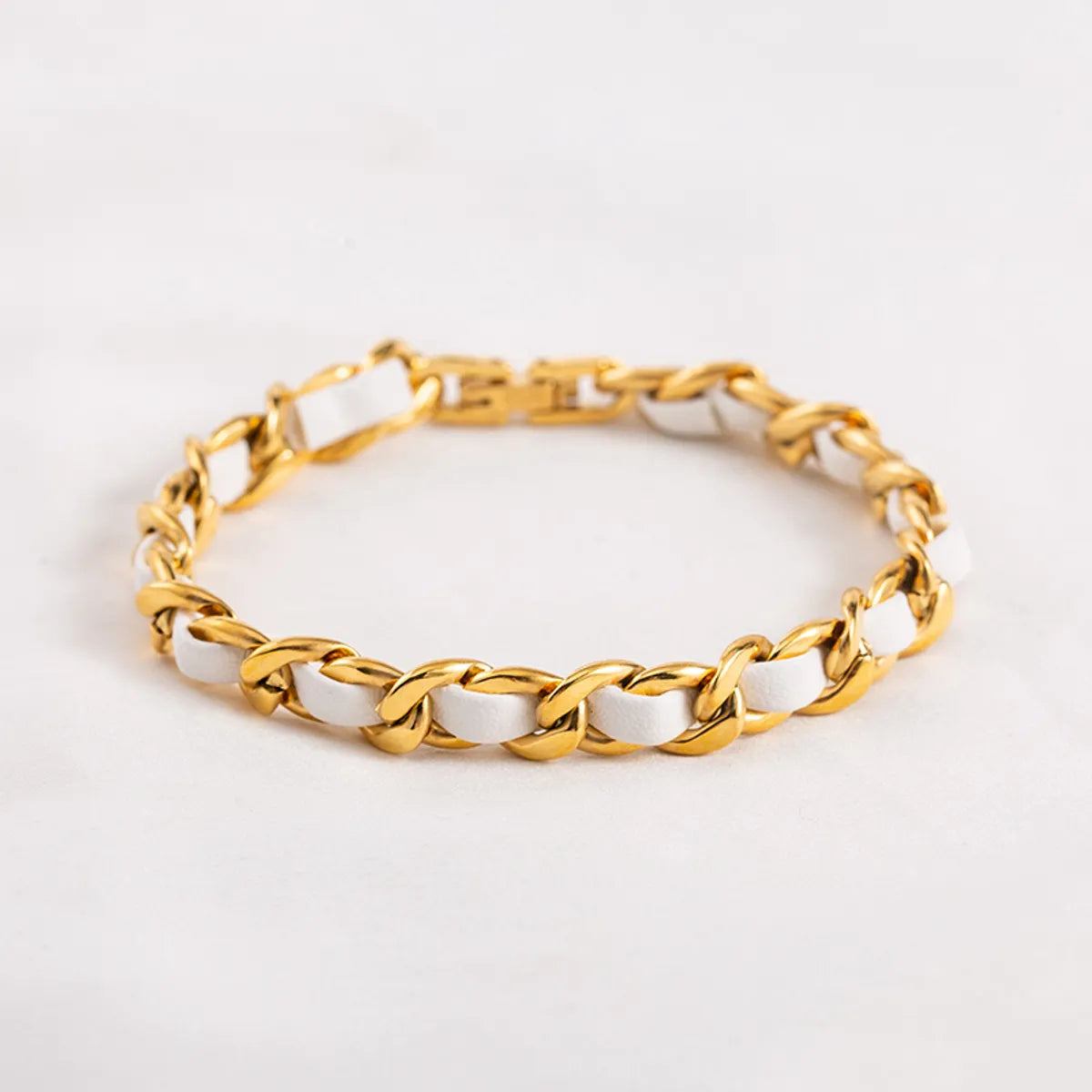 Casual Geometric Stainless Steel Pu Leather Polishing Braid 18K Gold Plated Women's Bracelets