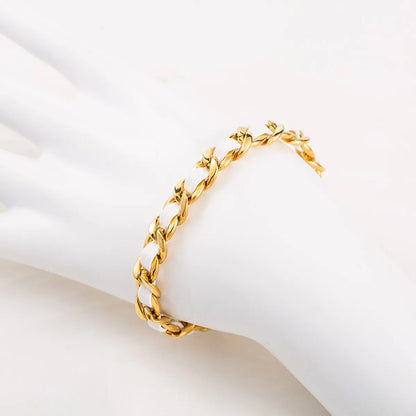 Casual Geometric Stainless Steel Pu Leather Polishing Braid 18K Gold Plated Women's Bracelets