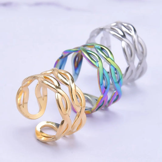 Casual Geometric Titanium Steel Enamel Open Rings