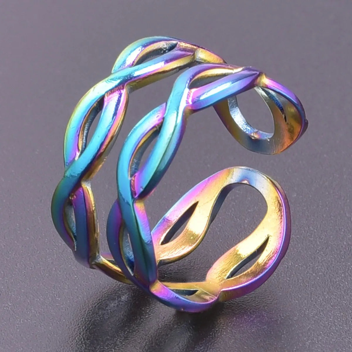 Casual Geometric Titanium Steel Enamel Open Rings