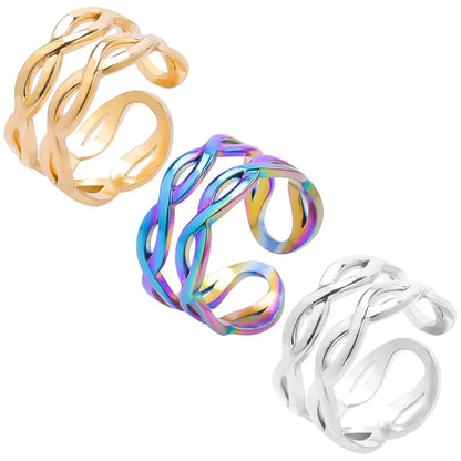 Casual Geometric Titanium Steel Enamel Open Rings