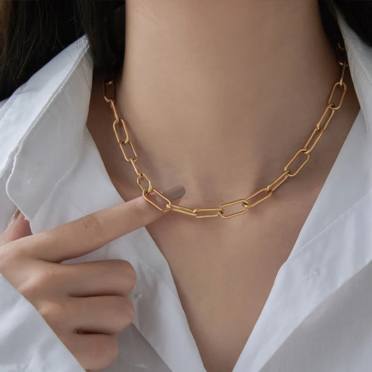 Casual Geometric Titanium Steel Plating 18k Gold Plated Choker