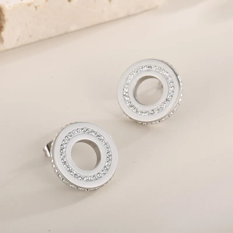 Casual Geometric Titanium Steel Plating Earrings 1 Piece