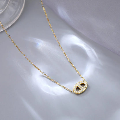 Casual Geometric Titanium Steel Plating Inlay Zircon Pendant Necklace