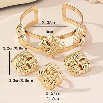 Casual Glam Punk Square Solid Color Titanium Steel Iron Buckle Braid 14K Gold Plated Gold Plated Women'S Jewelry Set