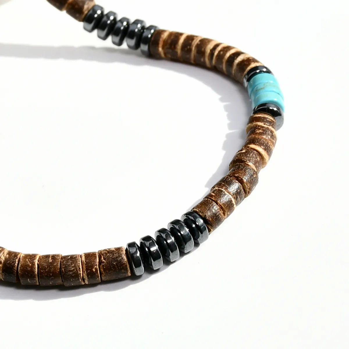 Casual Handmade Geometric Artificial Gemstones Turquoise Beaded Silver Plated Men's Necklace