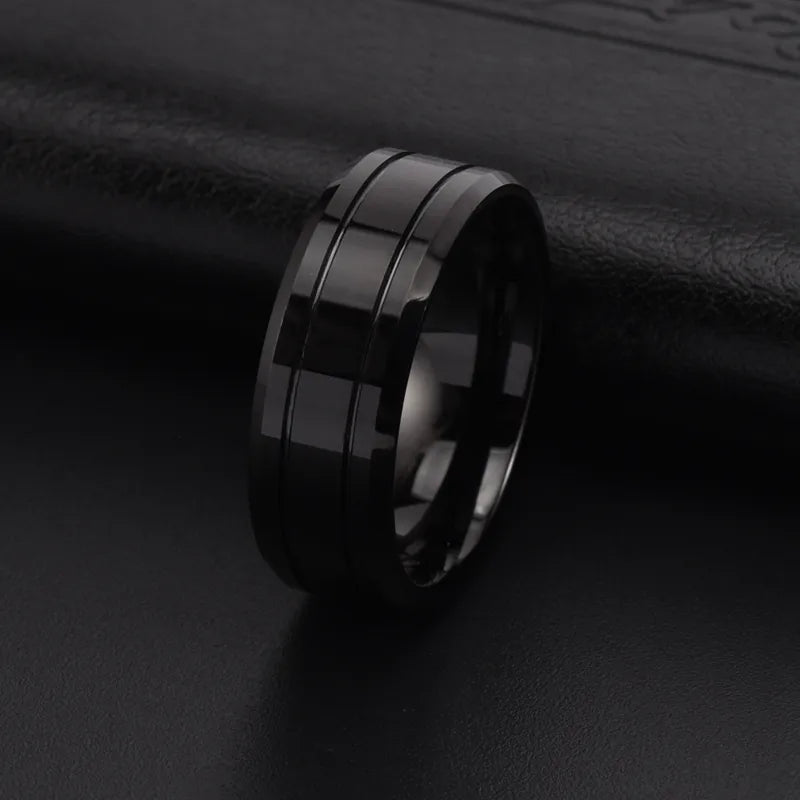 Casual Hawaiian Tropical Solid Color Tungsten Steel Polishing Carving 18K Gold Plated Men'S Rings