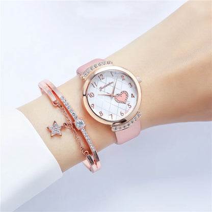 Casual Heart Shape Buckle Quartz Women'S Watches