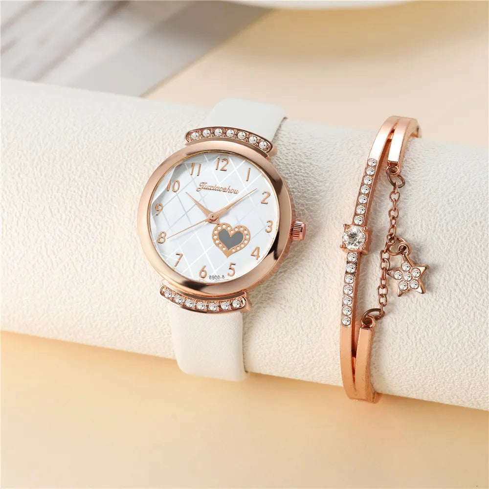 Casual Heart Shape Buckle Quartz Women'S Watches