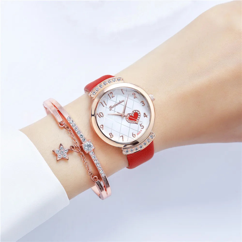 Casual Heart Shape Buckle Quartz Women'S Watches