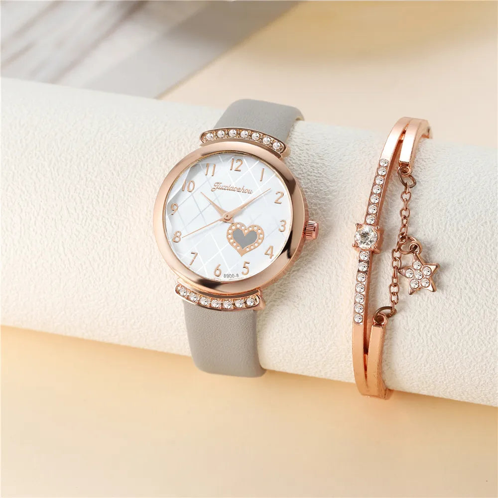 Casual Heart Shape Buckle Quartz Women'S Watches