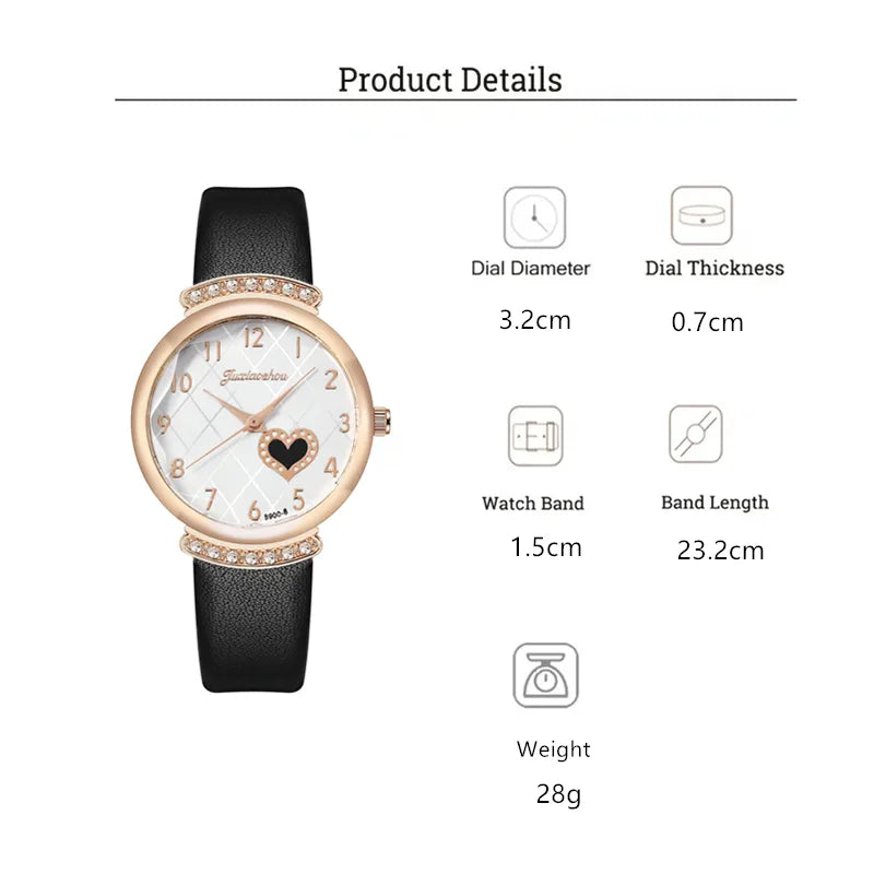 Casual Heart Shape Buckle Quartz Women'S Watches