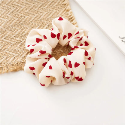 Casual Heart Shape Cloth Printing Hair Tie