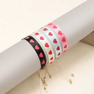 Casual Heart Shape Cloth Rope Women'S Drawstring Bracelets