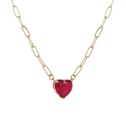 Casual Heart Shape Copper Gold Plated Zircon Pendant Necklace 1 Piece