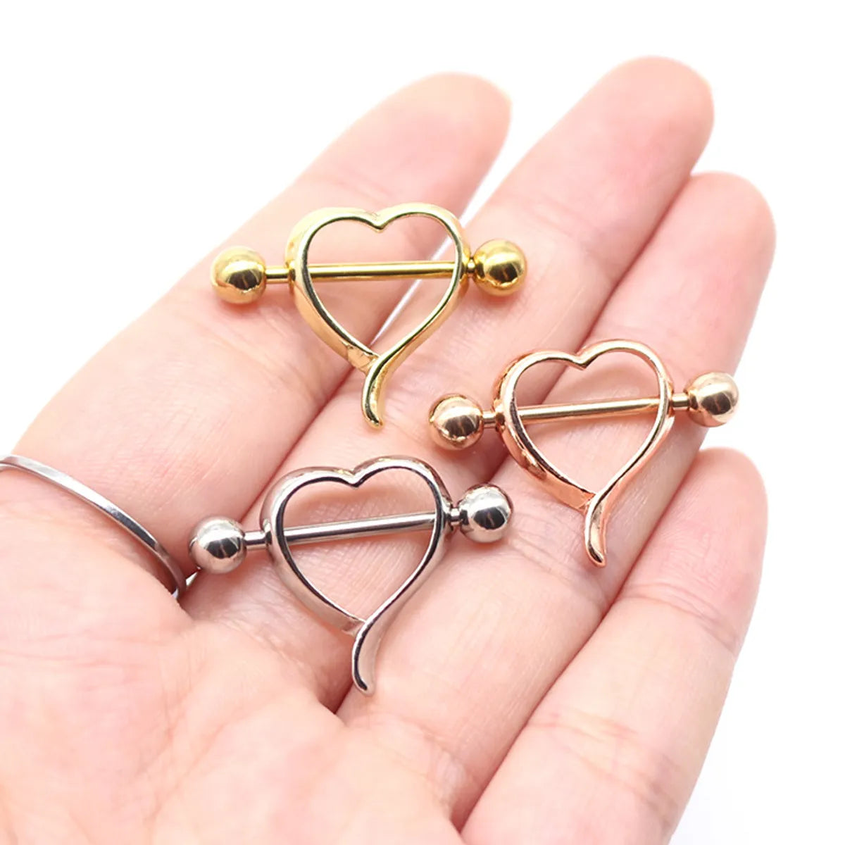 Casual Heart Shape Copper Rose Gold Plated White Gold Plated Gold Plated Nipple Ring In Bulk