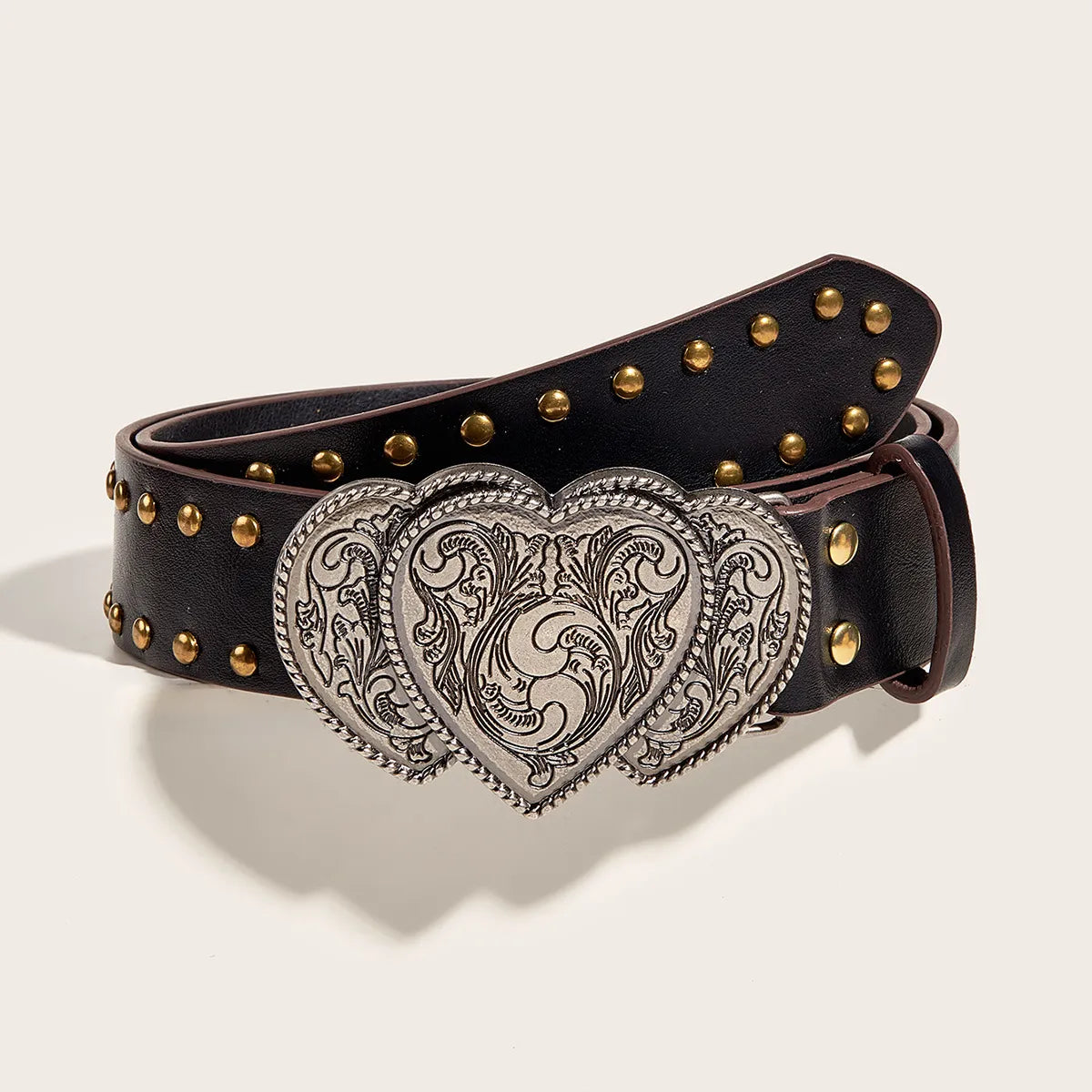 Casual Heart Shape Pu Leather Iron Plating Women'S Leather Belts