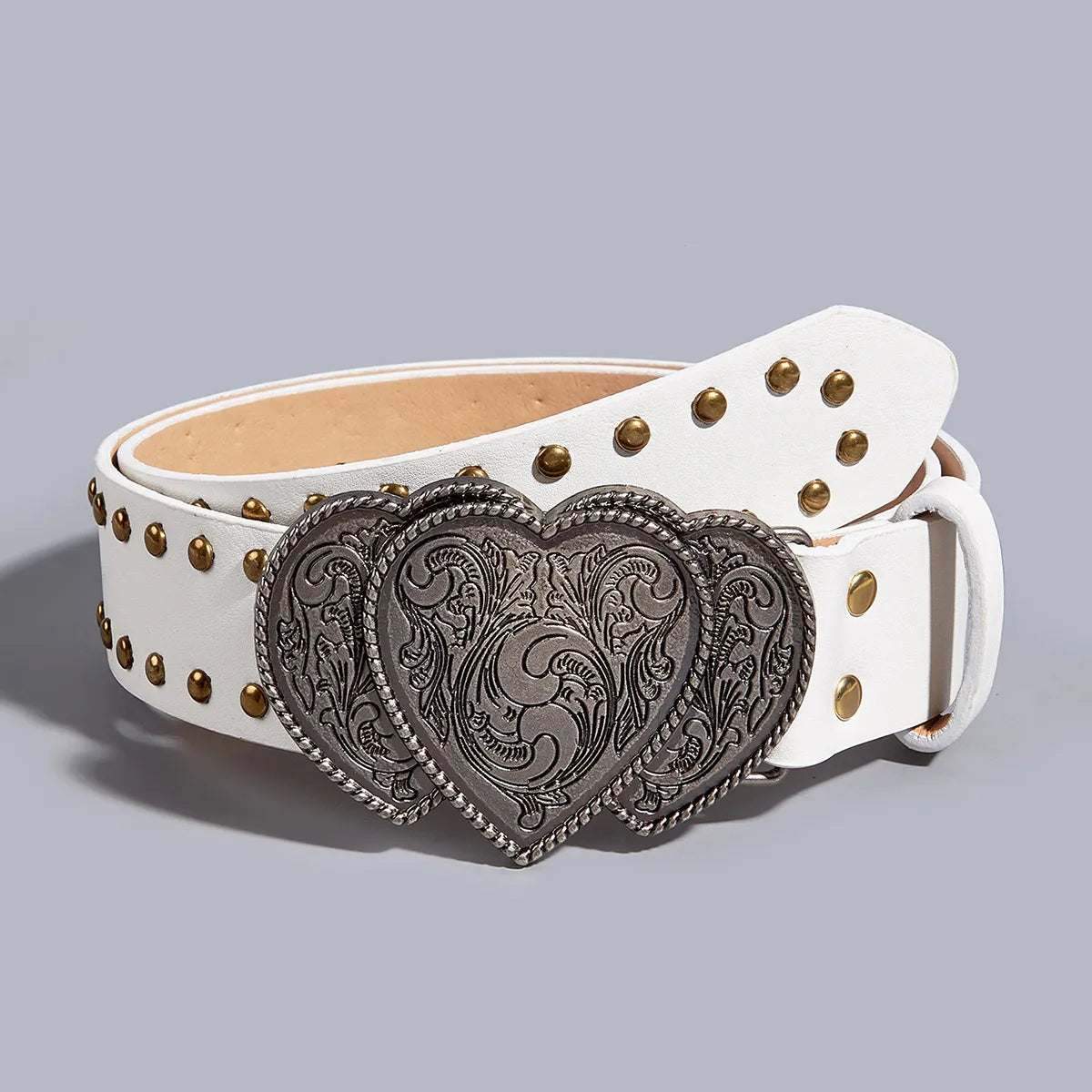 Casual Heart Shape Pu Leather Iron Plating Women'S Leather Belts