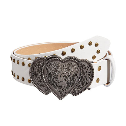 Casual Heart Shape Pu Leather Iron Plating Women'S Leather Belts