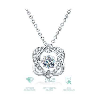 Casual Heart Shape Solid Color Sterling Silver Gra Plating Inlay Moissanite White Gold Plated Pendant Necklace