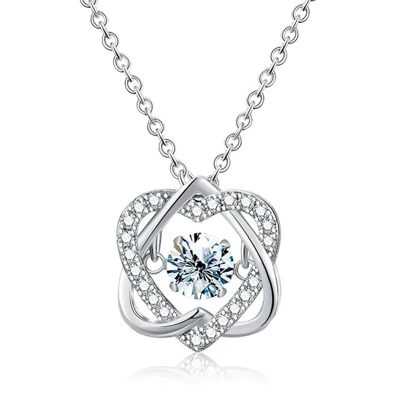 Casual Heart Shape Solid Color Sterling Silver Gra Plating Inlay Moissanite White Gold Plated Pendant Necklace