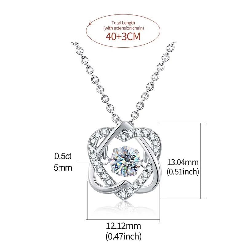 Casual Heart Shape Solid Color Sterling Silver Gra Plating Inlay Moissanite White Gold Plated Pendant Necklace