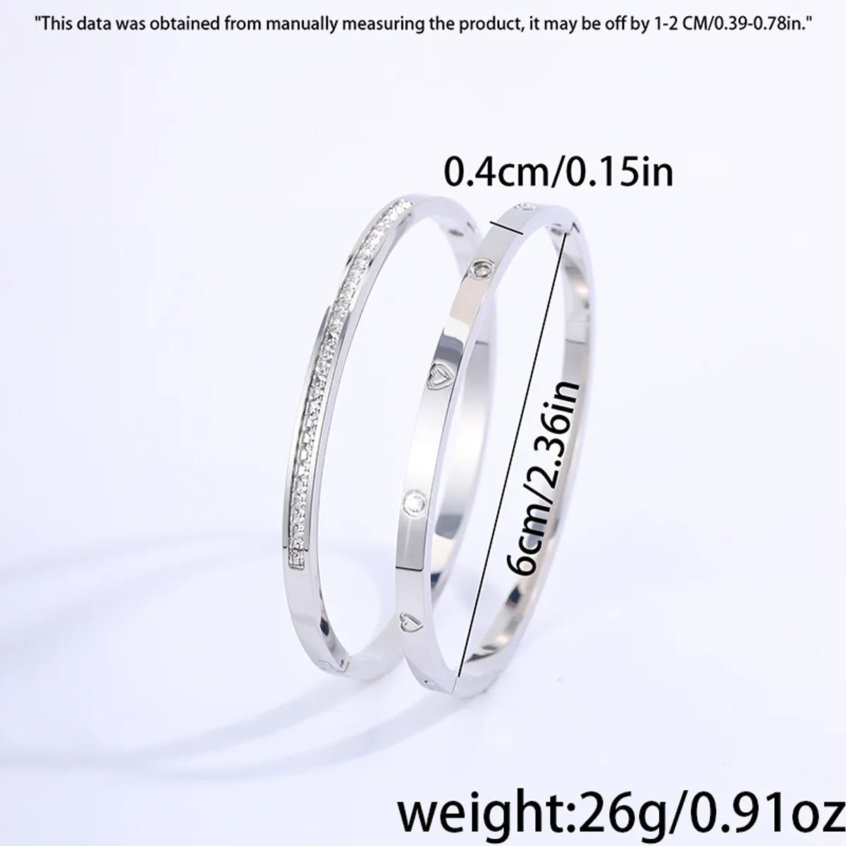 Casual Heart Shape Solid Color Titanium Steel Bangle In Bulk