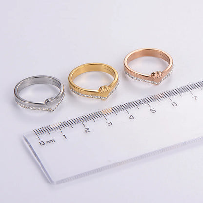 Casual Heart Shape Stainless Steel Plating 18k Gold Plated Rose Gold Plated Rings