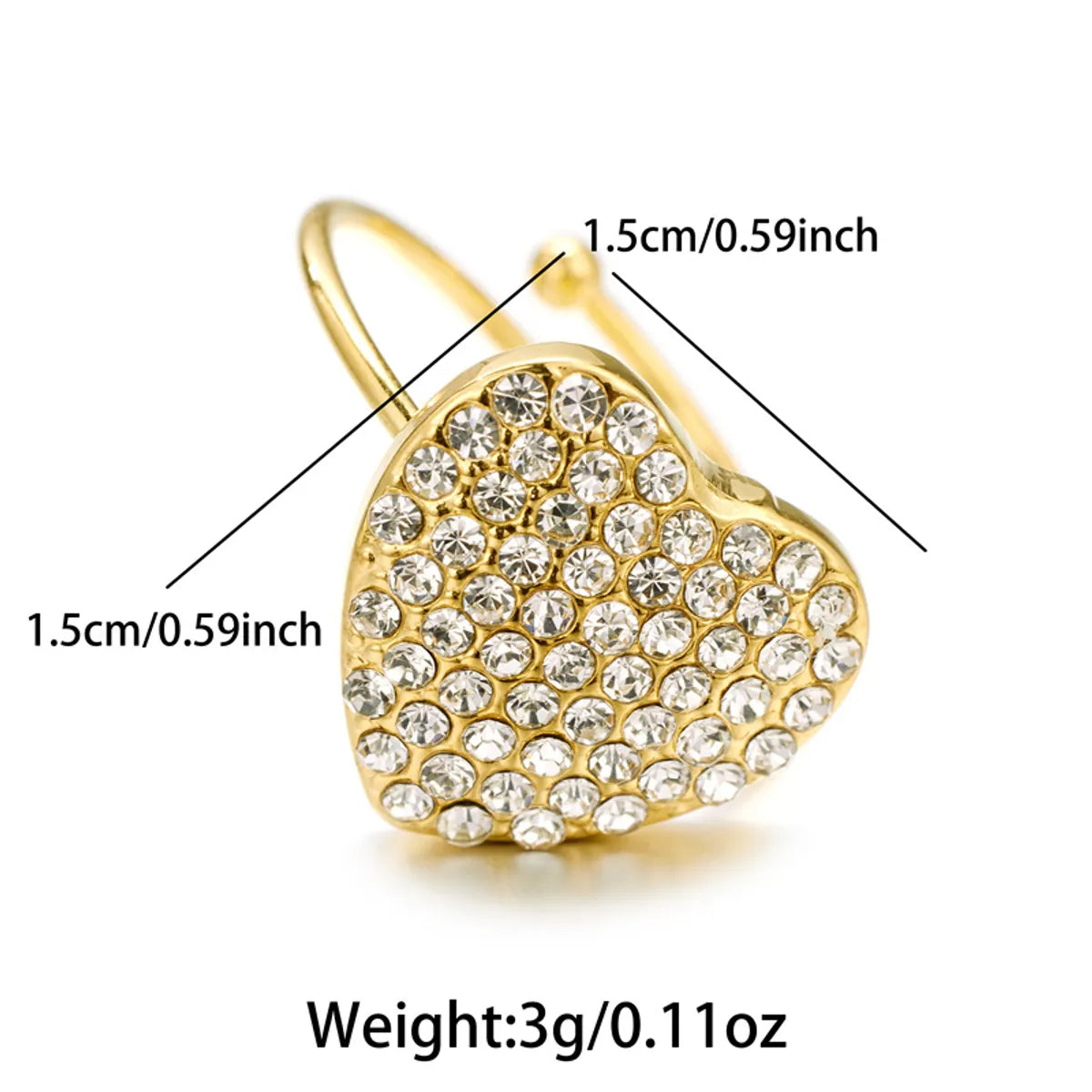 Casual Heart Shape Stainless Steel Zircon Rings