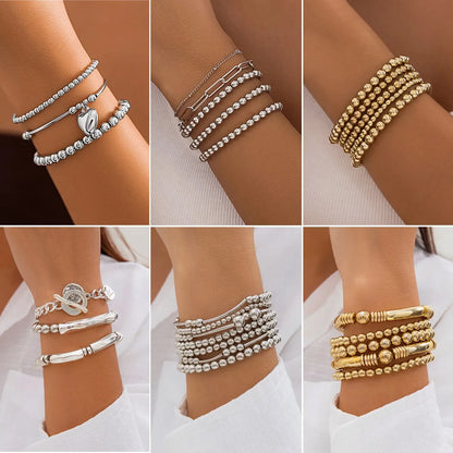 Casual Heart Shape Steel Beaded Bracelets