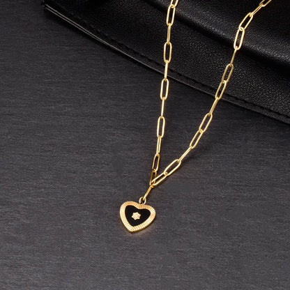 Casual Heart Shape Titanium Steel Plating 18k Gold Plated Pendant Necklace