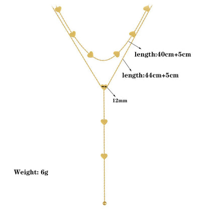 Casual Heart Shape Titanium Steel Plating Layered Necklaces