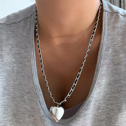 Casual Heart Shape Titanium Steel Plating Pendant Necklace