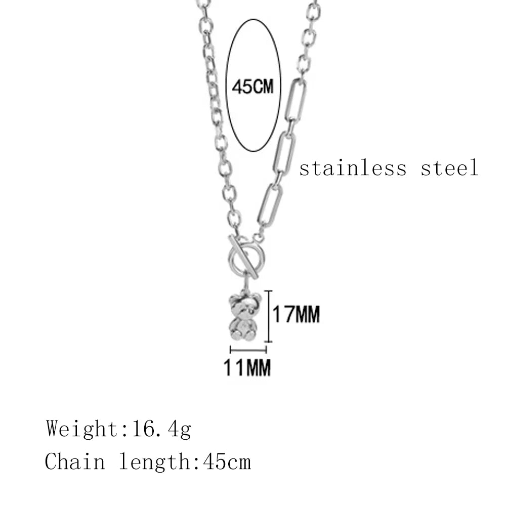 Casual Hip-Hop Bear 304 Stainless Steel Polishing 18K Gold Plated Unisex Pendant Necklace