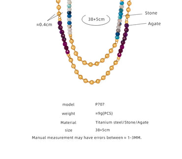 Casual Hip-hop Color Block Natural Stone Agate Titanium Steel Beaded Plating 18k Gold Plated Unisex Necklace