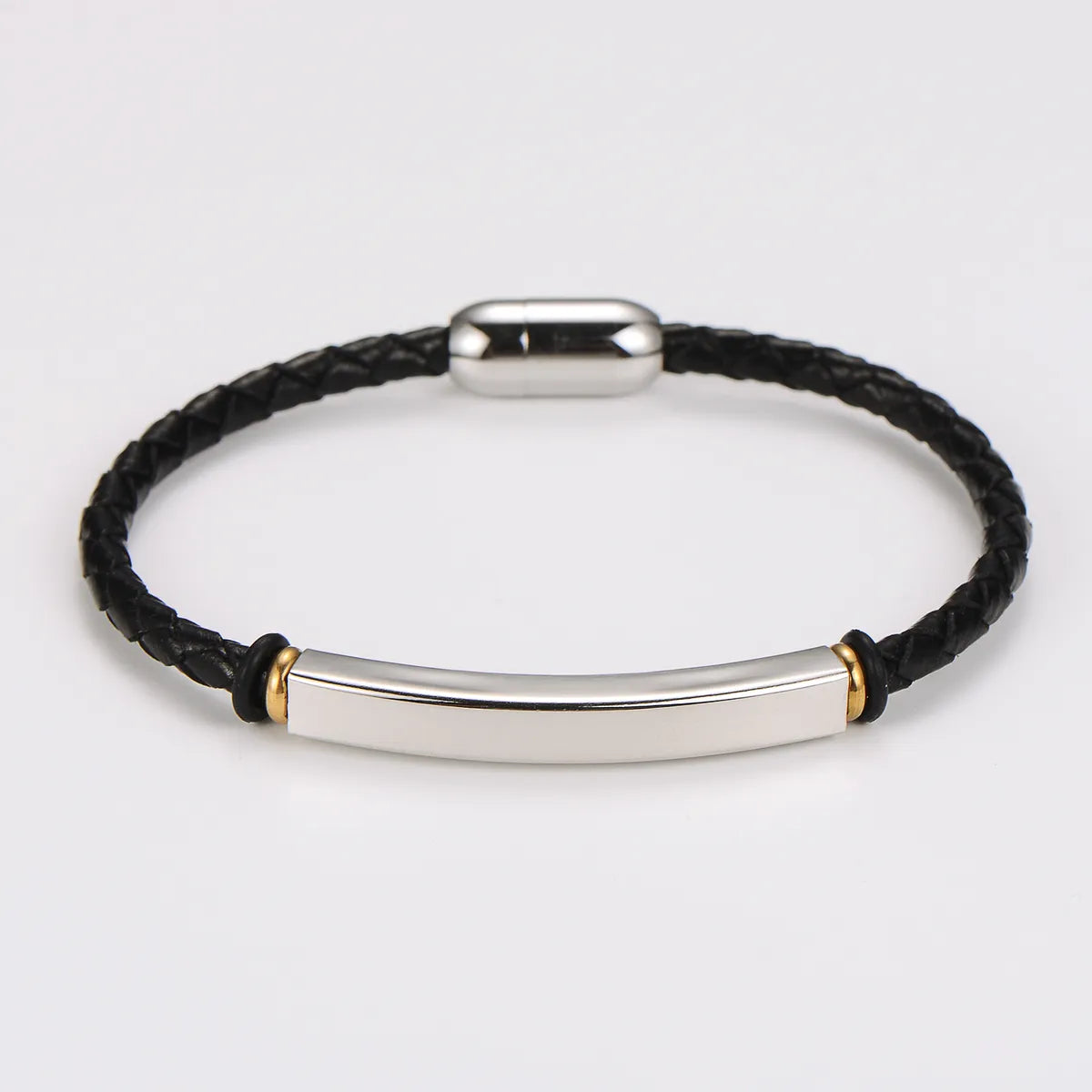 Casual Hip-Hop Commute Color Block 304 Stainless Steel Leather Rope Men'S Wristband