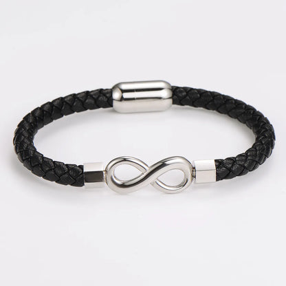 Casual Hip-Hop Commute Infinity 304 Stainless Steel Leather Rope Men'S Wristband