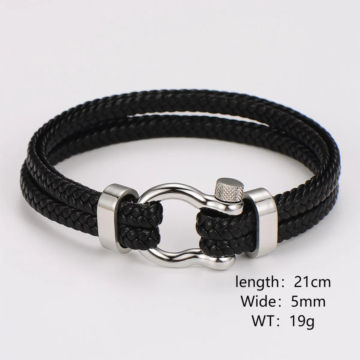 Casual Hip-Hop Commute Splicing 304 Stainless Steel Leather Rope Men'S Wristband