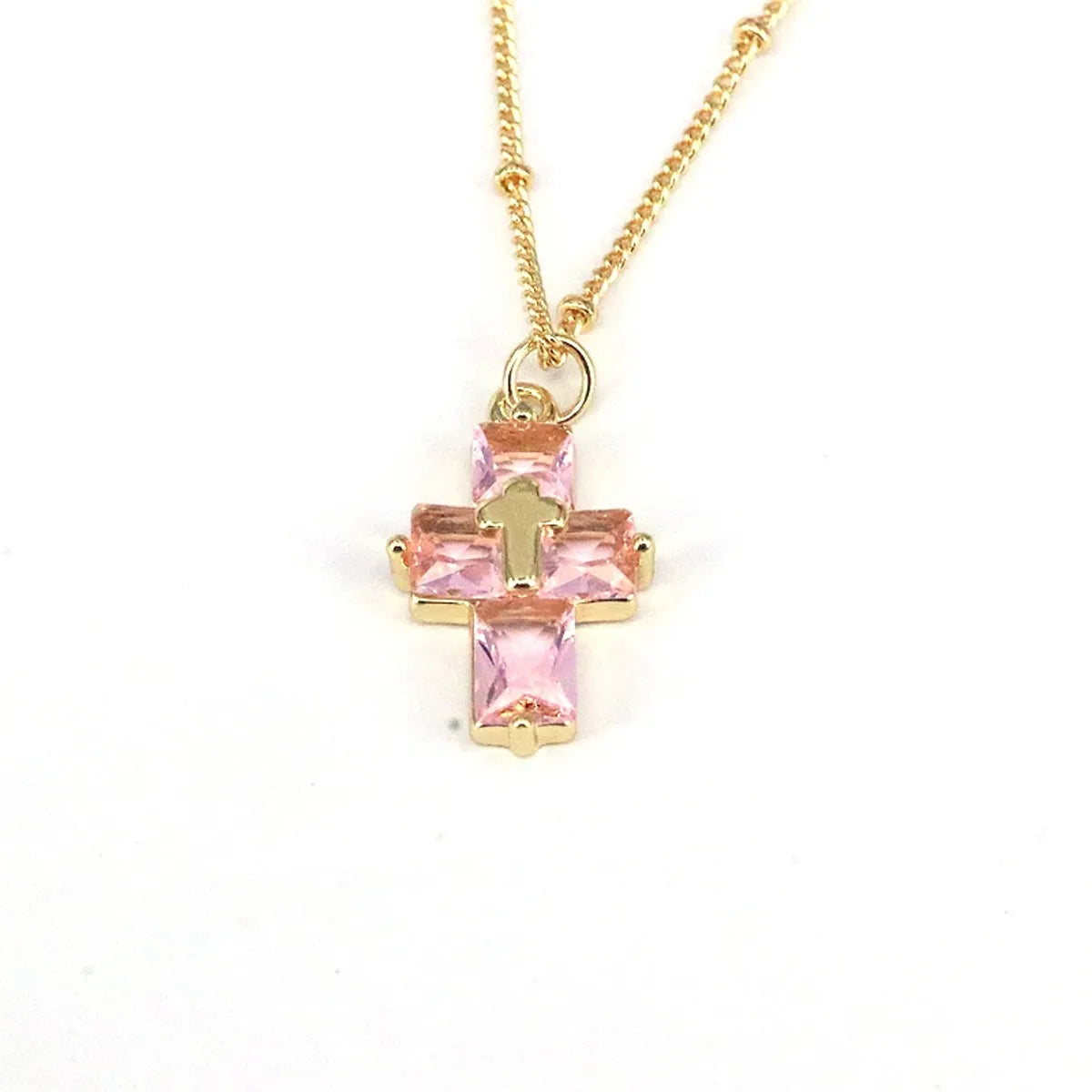 Casual Hip-hop Cross Copper Plating Inlay Zircon Gold Plated Pendant Necklace