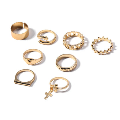 Casual Hip-Hop Cross Gesture Solid Color Zinc Alloy Women'S Rings