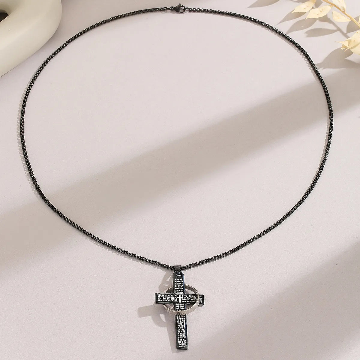 Casual Hip-hop Cross Word Stainless Steel Pendant Necklace