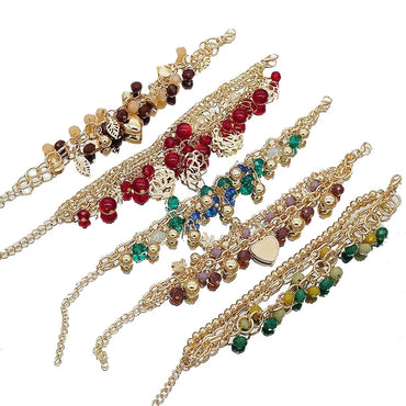 Casual Hip-Hop Flower Alloy Plastic Artificial Gemstones Women's Bracelets