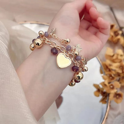 Casual Hip-Hop Flower Alloy Plastic Artificial Gemstones Women's Bracelets