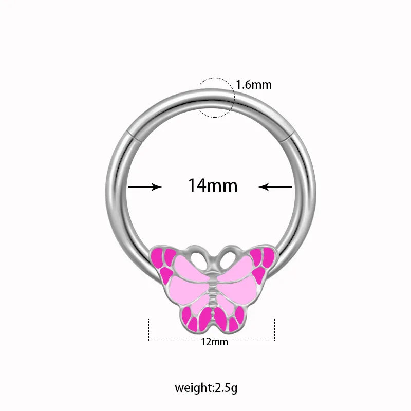 Casual Hip-Hop Flower Butterfly Stainless Steel Copper White Gold Plated Gold Plated Rhinestones Nipple Ring In Bulk